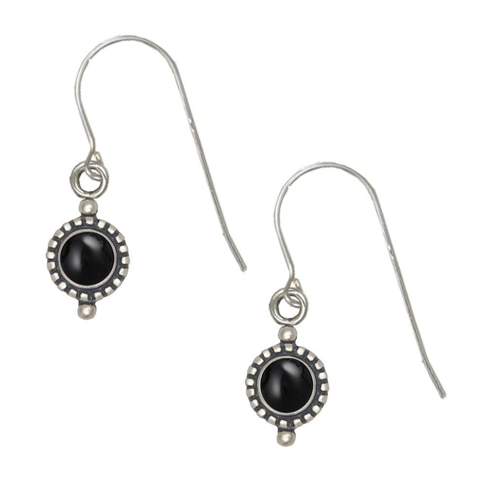 Sterling Silver Black Onyx Gemstone Drop Dangle Earrings